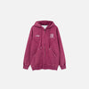 Front view of the pink Urban Zip-Track Hoodie in a gray background