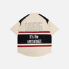 Moto Script Embroidery Woven Top