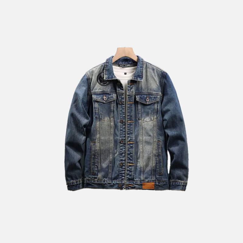 Heavy-Duty 2000s Oversized Cowboy Denim Jacket