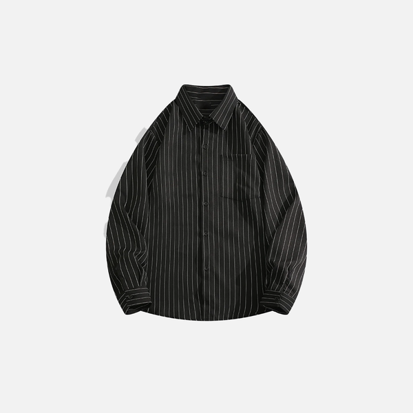 Seoul Stripe Lapel Relaxed Fit Shirt alternatif görünüm