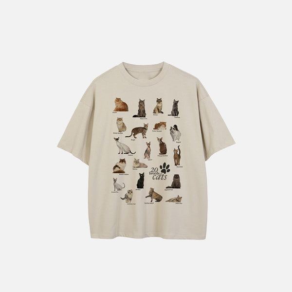 Various Feline Breeds Visual T-Shirt alternatif görünüm