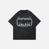 Aged Stone-Rinsed Black Artwork Team T-Shirt