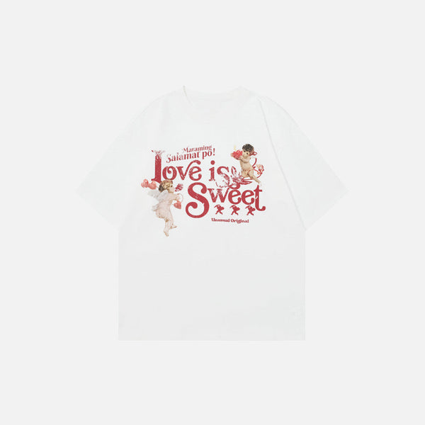 Freedom-State Style Seraphic Letter Print T-Shirt alternatif görünüm