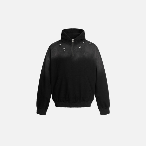 Breathable Edgy Faded Gradient Zip-Up Sweatshirt alternatif görünüm