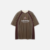 Warm-Season Frosted Revival Letter Print Vertical Stripes T-Shirt
