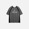 Warm-Season Frosted Revival Letter Print Vertical Stripes T-Shirt