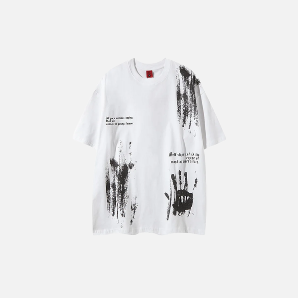 Effortless Power-Print Letter Graffiti Hip Hop T-Shirt alternatif görünüm