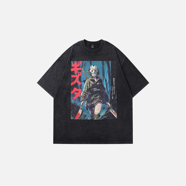 Classic-Wash Rising-Sun Manga-Art Cartoon Girl T-Shirt