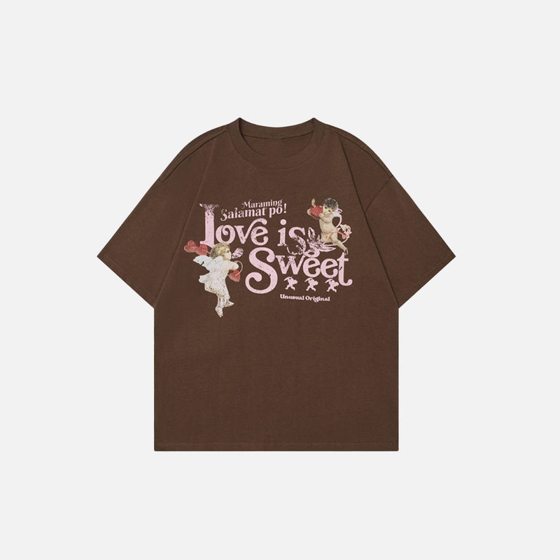 Freedom-State Style Seraphic Letter Print T-Shirt