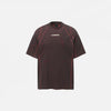 Front view of the red Grunge Ripped Holes T-Shirt in a gray background