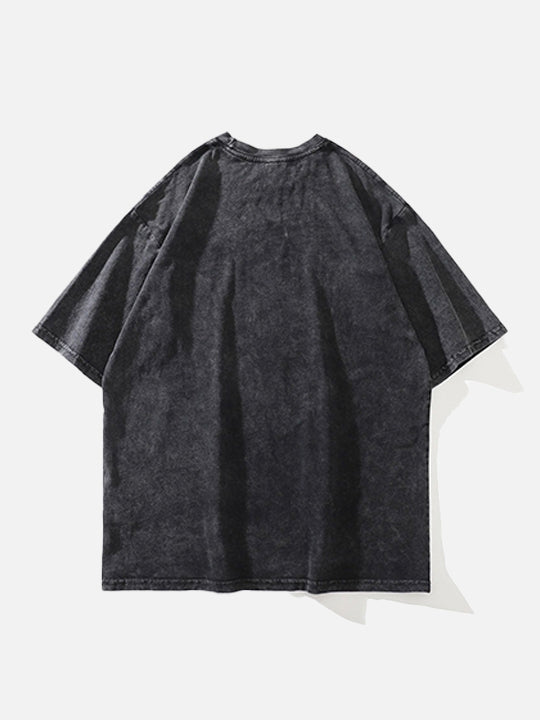 Doberman Four-Paw Oversized Distress-Washed T-Shirt alternatif görünüm