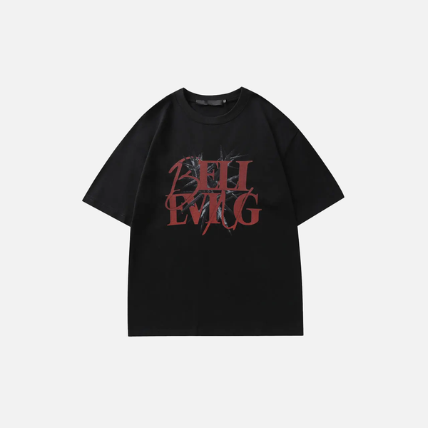 Comfortable Fresh-Wave Print Oversized Short Sleeve T-Shirt alternatif görünüm