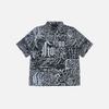 All-Over Letter Print Retro Short Shirt