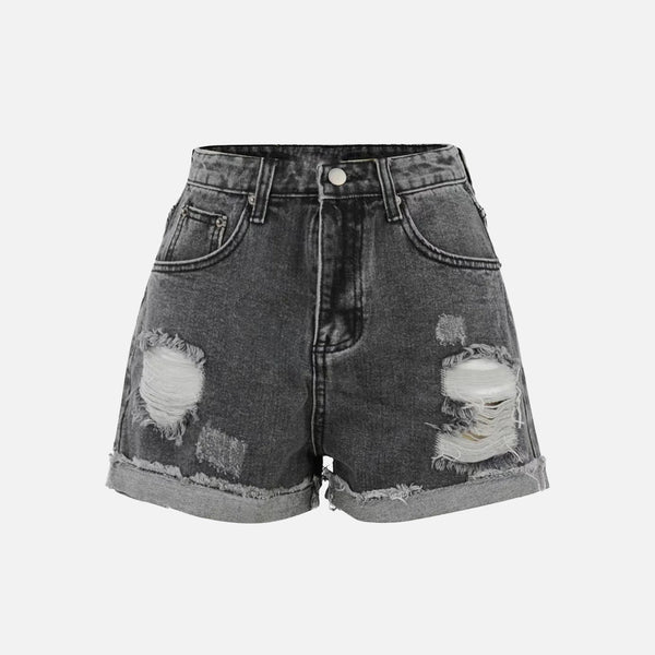 Dark Art Embroidered Denim Shorts