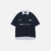 Everyday Unstructured Fit Fake Two-Piece Letter Print Collar-Knit T-Shirt