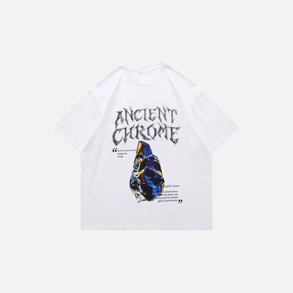 Wide-Body Print Letter Print Short Sleeve T-Shirt alternatif görünüm