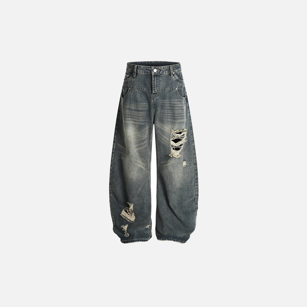 2000s Heritage Faded Torn Bell Leg Denim