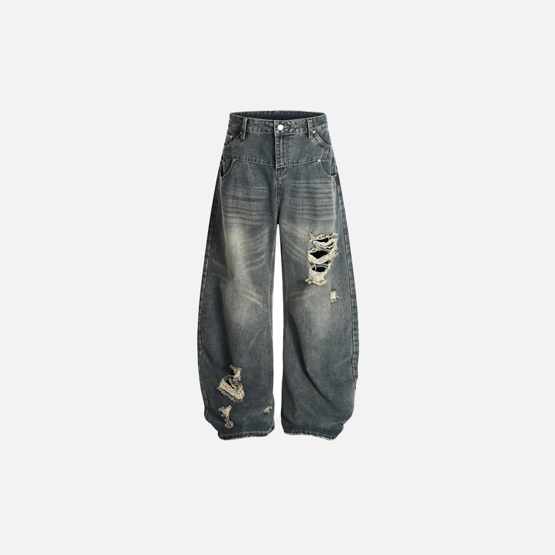 2000s Heritage Faded Torn Bell Leg Denim