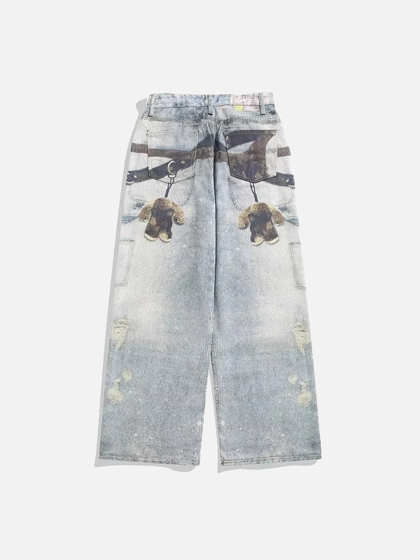 Chic Western Style Hot Girl Digital Denim alternatif görünüm