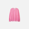 Front view of the pink Classic Crewneck Sweater in a gray background