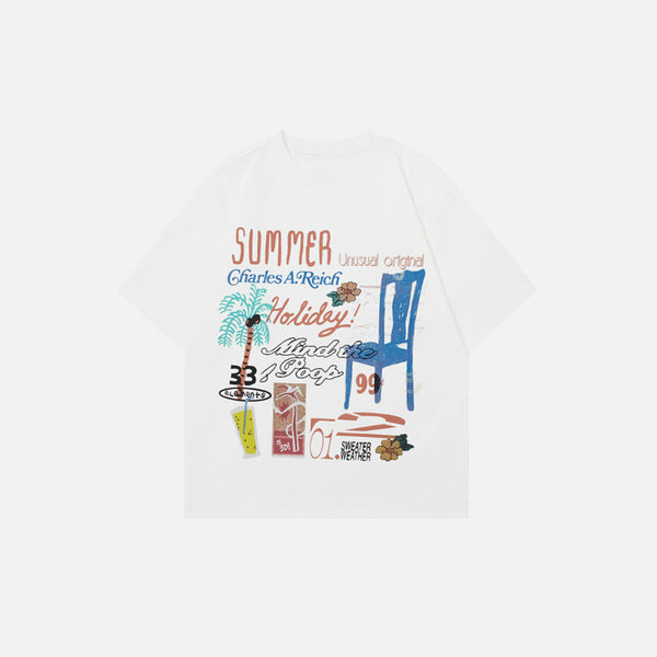 Abstract Stamped Short Sleeve T-Shirt alternatif görünüm