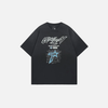 Fashionable Raw-Edge Stellar Drop-Shoulder Visual Print T-Shirt