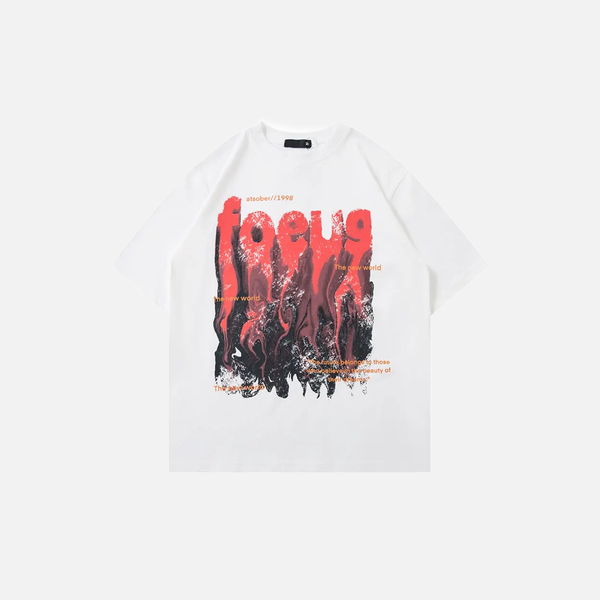 Versatile Block-Style Designed Drop-Shoulder Cotton T-Shirt alternatif görünüm
