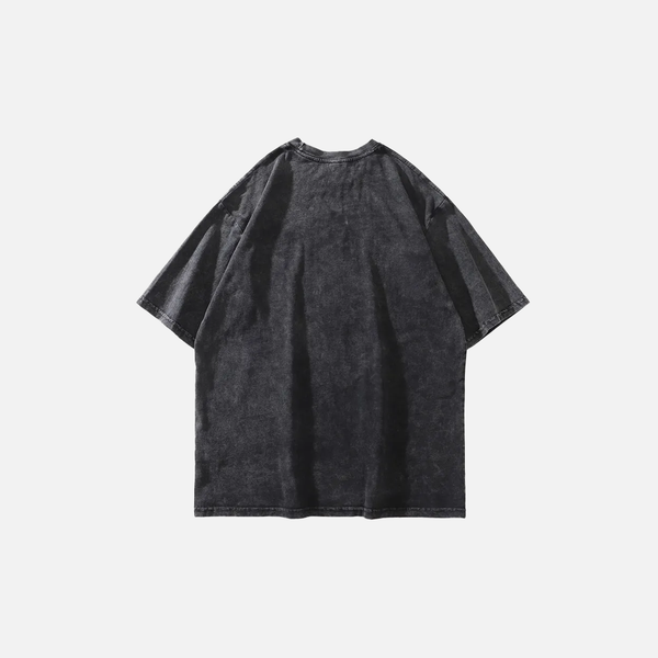Warm Skeleton Print Distress-Washed Boxy-Fit Shadow-Print T-Shirt alternatif görünüm