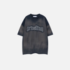 Oversized Street-Culture Grit-Style Stitch-Craft Patch T-Shirt