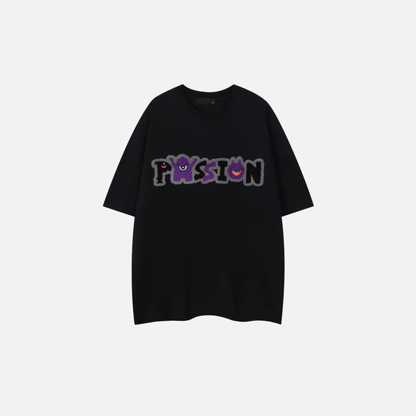 Turn-Of-Era Thread-Work Cartoon Short Sleeve Hip Hop T-Shirt alternatif görünüm