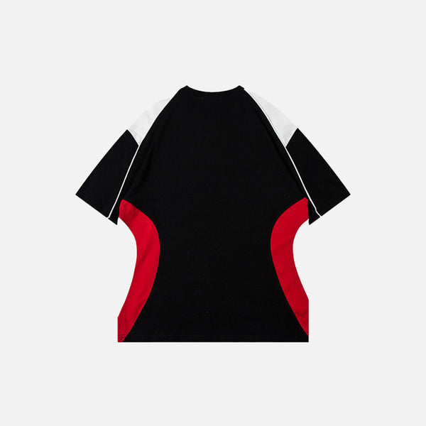 Hipster Drop-Shoulder Spliced T-Shirt alternatif görünüm