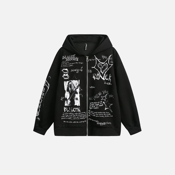 Oversized Graffiti Bold Hooded Top