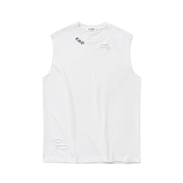 Frosted Dark-Craft Letter Sleeveless Crewneck T-Shirt alternatif görünüm