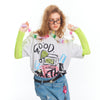 Stars-and-Stripes Graffiti Print T-Shirt