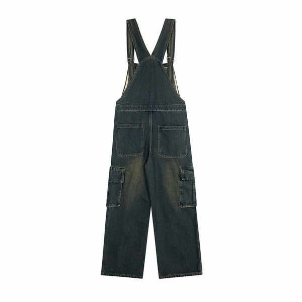 Cartoon Stitch Denim Overalls alternatif görünüm