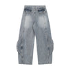 Western Style Decorative Button Denim Trousers