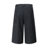 Flanging Distinctive Plain Tone Wide Denim Shorts