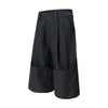 Flanging Distinctive Plain Tone Wide Denim Shorts
