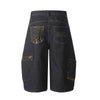 Wild Print Wide Leg Denim Shorts