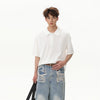 Mono-Color Color European Collar-Knit T-Shirt