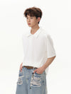 Mono-Color Color European Collar-Knit T-Shirt