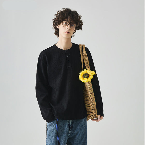 Block-Style Polished Big-Silhouette Long Sleeve T-Shirt alternatif görünüm