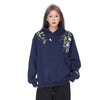 Women Cozy Floral Embroidered Sweatshirt