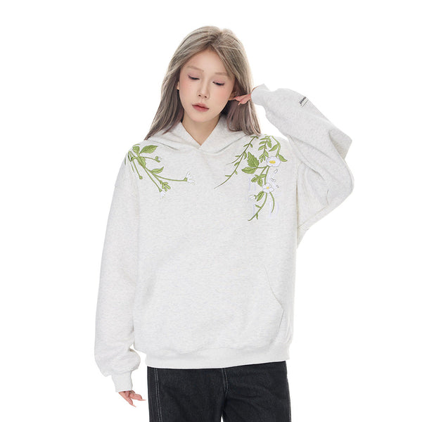 Women Cozy Floral Embroidered Sweatshirt alternatif görünüm