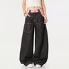 2000s Chic Plaid Mosaic Bell Leg Relaxed Denim