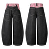2000s Chic Plaid Mosaic Bell Leg Relaxed Denim