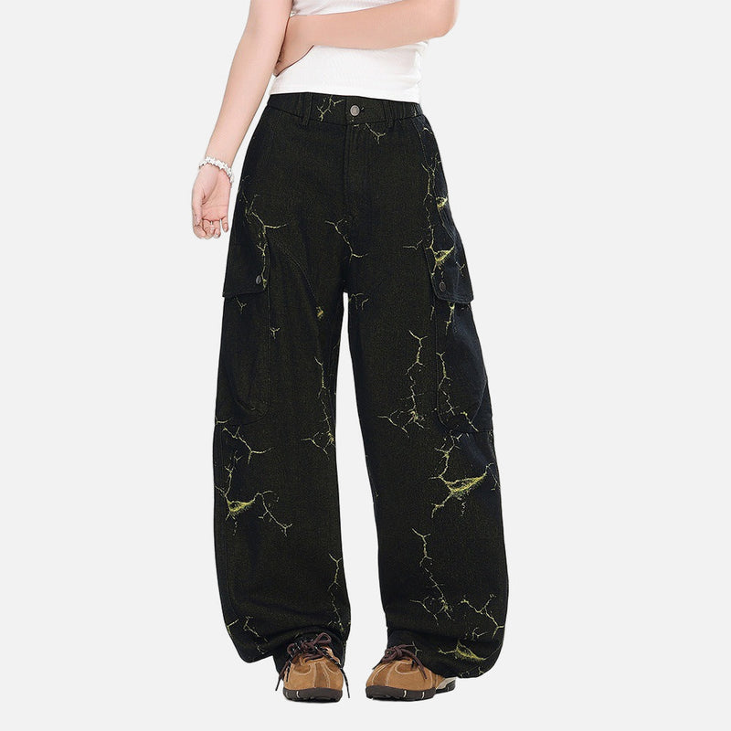 Lightning Cracked Pocket Field Bell Leg Denim