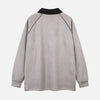 Autumn Relaxed-Cut Stitch-Craft Sport-Collar Long Sleeve T-Shirt