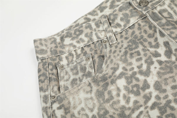 Heritage Grunge Tiger Print Woven Denim Jeans alternatif görünüm