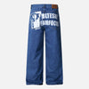 Heritage Style Letter Print Rinse Denim